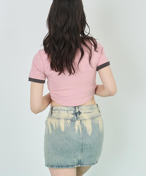 ANAP(アナップ)の「配色 リボン 刺繍 コンパクト リンガー Tシャツ(Tシャツ/カットソー・レディース・ホワイト/ピンク/ブラック・FREE)」の9枚目の写真