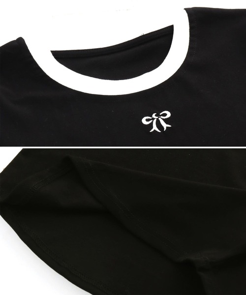 ANAP(アナップ)の「配色 リボン 刺繍 コンパクト リンガー Tシャツ(Tシャツ/カットソー・レディース・ホワイト/ピンク/ブラック・FREE)」の11枚目の写真