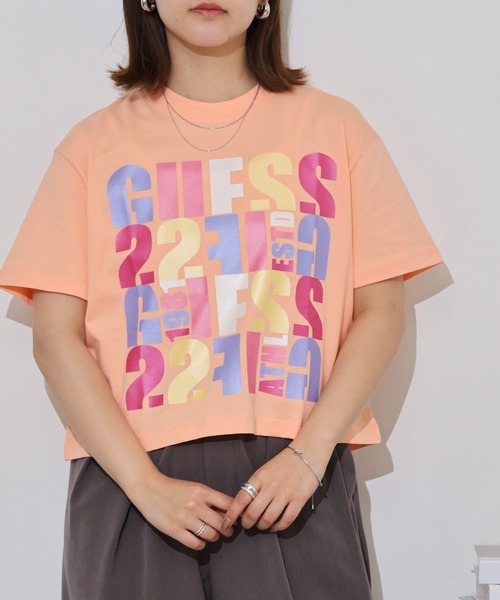 Guess(ゲス)の「GUESS EDWINA CROP TEE Tシャツ(Tシャツ/カットソー・レディース・ピンク/ライトグリーン/オレンジ・S/M)」の20枚目の写真