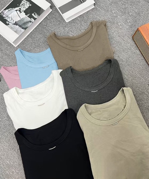 BANICO(バニコ)の「シンプルラウンドネックTシャツ (SS)(Tシャツ/カットソー・レディース・ブルー/ブラック/ダークグレー/ベージュ/ピンク/ホワイト/ダークベージュ・FREE)」の9枚目の写真