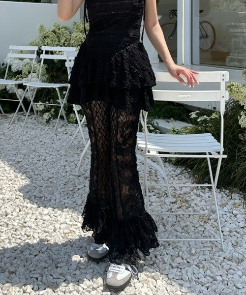 RAY CASSIN（レイカズン）の「【セットアップ対応】レースフレアパンツ（その他パンツ・レディース・ベージュ/アイボリー/ブラック・FREE）」の6枚目の写真