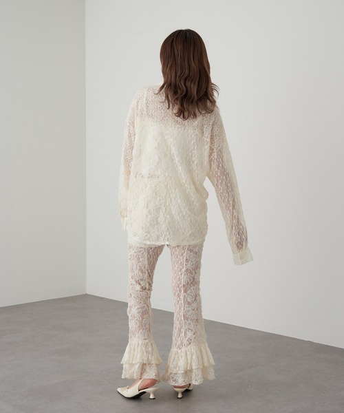 RAY CASSIN（レイカズン）の「【セットアップ対応】レースフレアパンツ（その他パンツ・レディース・ベージュ/アイボリー/ブラック・FREE）」の4枚目の写真