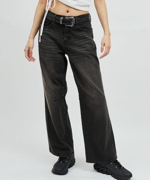 atmos pink(アトモスピンク)の「atmos pink Straight Denim / アトモス ピンク ストレート デニム(デニムパンツ・レディース・ブルー/ブラック・M/S)」の2枚目の写真