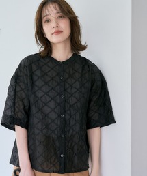 シアーチェックハーフスリーブシャツ