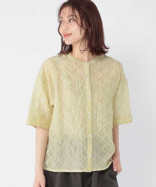 studio CLIP(スタディオクリップ)の「シアーチェックハーフスリーブシャツ(シャツ/ブラウス・レディース・セージグリーン/ブラック/アイボリー・FREE)」の5枚目の写真