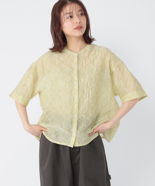 studio CLIP(スタディオクリップ)の「シアーチェックハーフスリーブシャツ(シャツ/ブラウス・レディース・セージグリーン/ブラック/アイボリー・FREE)」の6枚目の写真