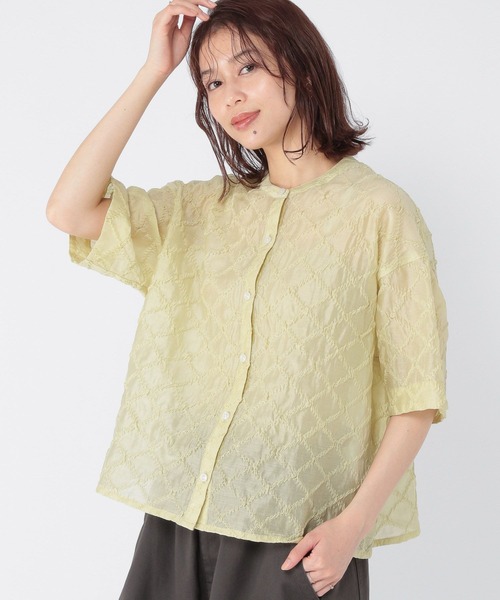 studio CLIP(スタディオクリップ)の「シアーチェックハーフスリーブシャツ(シャツ/ブラウス・レディース・セージグリーン/ブラック/アイボリー・FREE)」の8枚目の写真