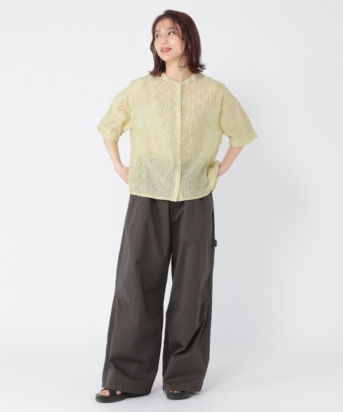 neau シアーハーフスリーブシャツ　ブルー AZUL BY MOUSSY | ワイドスリーブ五分袖シアーシャツ (シャツ
