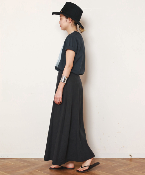 Deuxieme Classe *Linenフレアスカートブラック新品未使用36 セール】*リネンフレアスカート(スカート)|EVERYDAY I LIKE