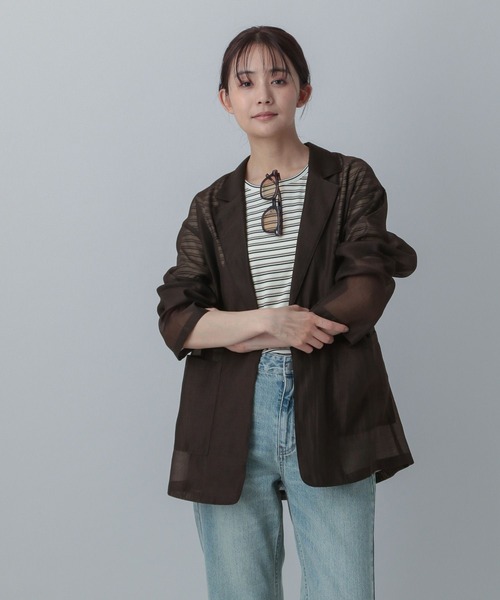 GLOBAL WORK(グローバルワーク)の「MATINEE LINE/イージーケアシアージャケット/496974(テーラードジャケット・レディース・ダークブラウン/ブラック/オフホワイト・LARGE/MEDIUM)」の12枚目の写真