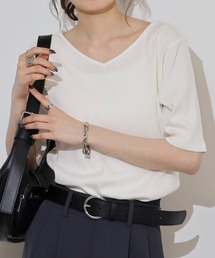 atONE（アットワン）の「Vネック5分袖コットンリブTシャツ（Tシャツ/カットソー）」