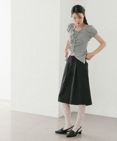 Heather(ヘザー)の「タイ付きフロントスリットカットTEE 573223(Tシャツ/カットソー・レディース・ブラック/グレー/アイボリー・FREE)」の9枚目の写真