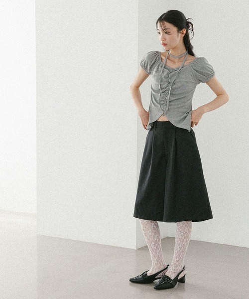 Heather(ヘザー)の「タイ付きフロントスリットカットTEE 573223(Tシャツ/カットソー・レディース・ブラック/グレー/アイボリー・FREE)」の10枚目の写真