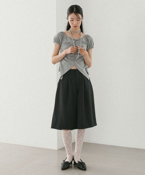 Heather(ヘザー)の「タイ付きフロントスリットカットTEE 573223(Tシャツ/カットソー・レディース・ブラック/グレー/アイボリー・FREE)」の11枚目の写真