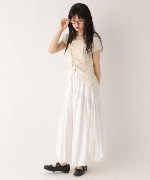 Heather(ヘザー)の「タイ付きフロントスリットカットTEE 573223(Tシャツ/カットソー・レディース・ブラック/グレー/アイボリー・FREE)」の22枚目の写真