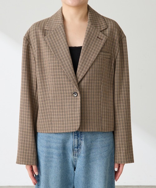 COLLAGE GALLARDAGALANTE(コラージュガリャルダガランテ)の「ショートテーラードジャケット(テーラードジャケット・レディース・ブラウン/ベージュ・FREE)」の14枚目の写真