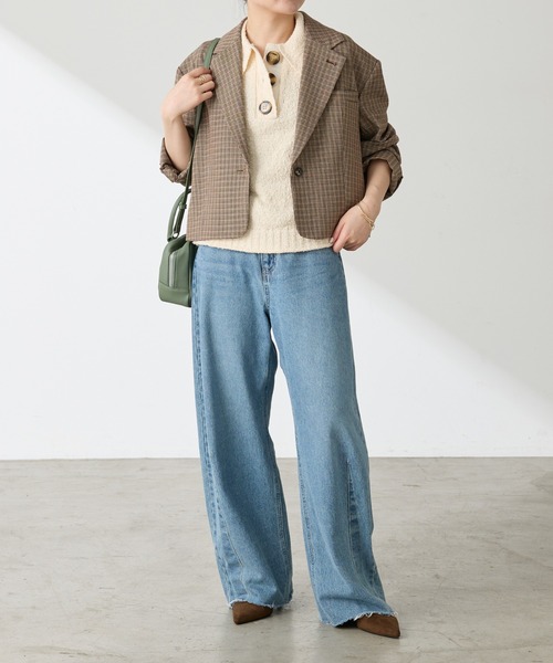 COLLAGE GALLARDAGALANTE(コラージュガリャルダガランテ)の「ショートテーラードジャケット(テーラードジャケット・レディース・ブラウン/ベージュ・FREE)」の3枚目の写真