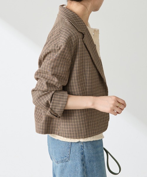 COLLAGE GALLARDAGALANTE(コラージュガリャルダガランテ)の「ショートテーラードジャケット(テーラードジャケット・レディース・ブラウン/ベージュ・FREE)」の7枚目の写真