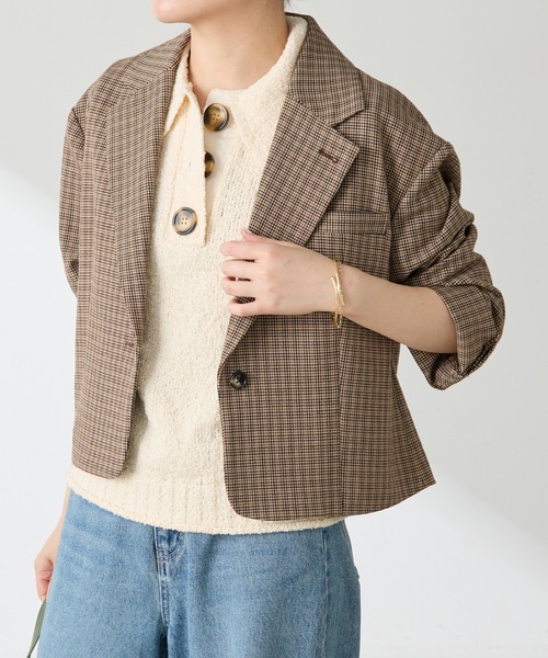 COLLAGE GALLARDAGALANTE(コラージュガリャルダガランテ)の「ショートテーラードジャケット(テーラードジャケット・レディース・ブラウン/ベージュ・FREE)」の8枚目の写真
