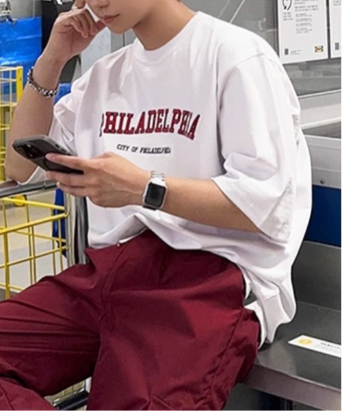 NOWLE（ノウル）の「【NOWLE】PHILADELPHIA カレッジ ロゴ 半袖 Tシャツ（Tシャツ/カットソー・メンズ・ブラック/ホワイト・MEDIUM/LARGE/X-LARGE）」の18枚目の写真