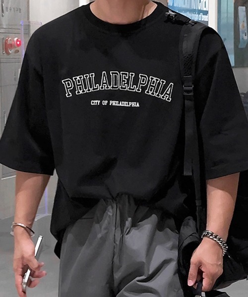 NOWLE（ノウル）の「【NOWLE】PHILADELPHIA カレッジ ロゴ 半袖 Tシャツ（Tシャツ/カットソー・メンズ・ブラック/ホワイト・MEDIUM/LARGE/X-LARGE）」の9枚目の写真