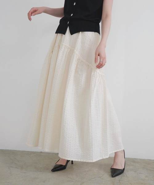 SeeByChloé ホワイト フレアスカート クロエンス cloenc チュールレイヤードスカート （オフホワイト