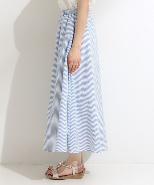 SHOO・LA・RUE（シューラルー）の「ふんわり軽やか ストライプギャザースカート（スカート・レディース・ブルー系2/イエロー系3/チャコール/ホワイト系4・00）」の9枚目の写真
