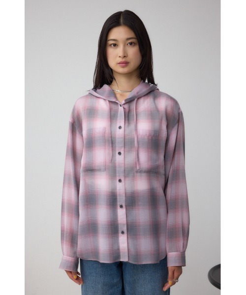 セール】シアーチェックフードシャツ（シャツ/ブラウス）｜AZUL BY
