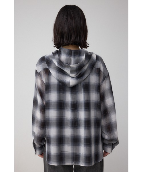 AZUL by moussy(アズールバイマウジー)の「シアーチェックフードシャツ(シャツ/ブラウス・レディース・ピンク系その他/ブラウン系その他/ブラック系その他・MEDIUM/SMALL)」の8枚目の写真