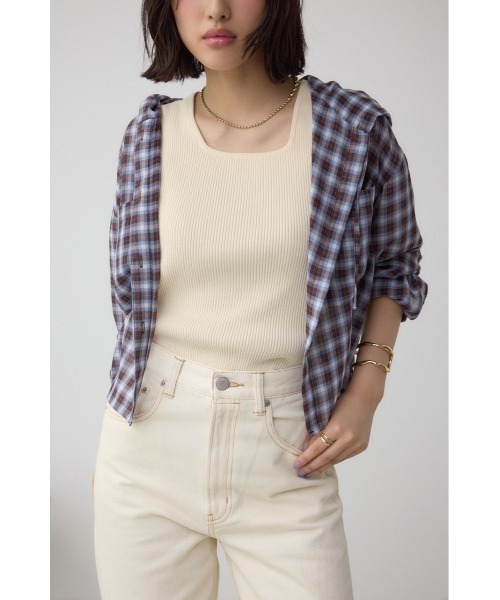 AZUL by moussy(アズールバイマウジー)の「シアーチェックフードシャツ(シャツ/ブラウス・レディース・ピンク系その他/ブラウン系その他/ブラック系その他・MEDIUM/SMALL)」の9枚目の写真