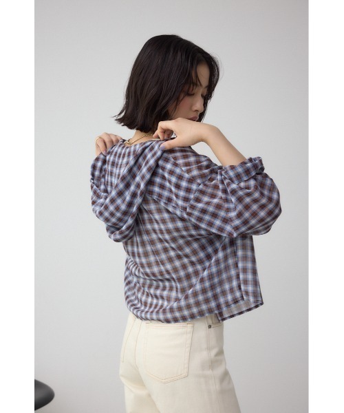 AZUL by moussy(アズールバイマウジー)の「シアーチェックフードシャツ(シャツ/ブラウス・レディース・ピンク系その他/ブラウン系その他/ブラック系その他・MEDIUM/SMALL)」の11枚目の写真