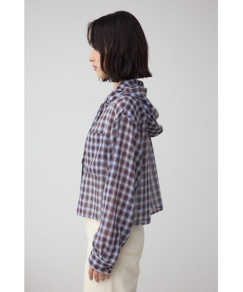 AZUL by moussy(アズールバイマウジー)の「シアーチェックフードシャツ(シャツ/ブラウス・レディース・ピンク系その他/ブラウン系その他/ブラック系その他・MEDIUM/SMALL)」の14枚目の写真