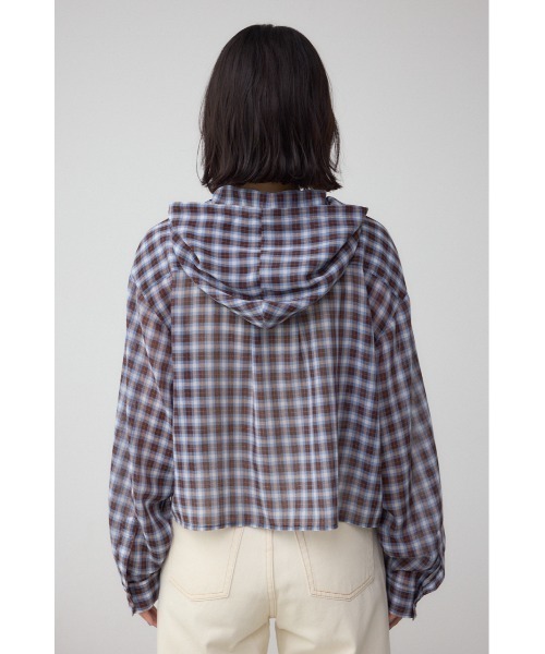 AZUL by moussy(アズールバイマウジー)の「シアーチェックフードシャツ(シャツ/ブラウス・レディース・ピンク系その他/ブラウン系その他/ブラック系その他・MEDIUM/SMALL)」の15枚目の写真