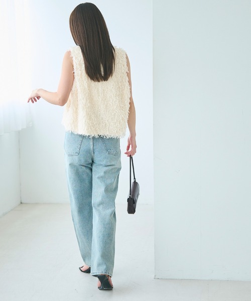 coca(coca)(コカ)の「シャギーベスト(ベスト・レディース・アイボリー/チャコール・L/M)」の6枚目の写真