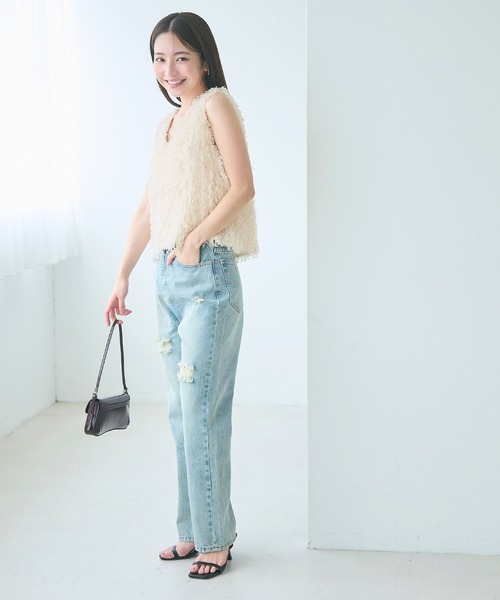 coca(coca)(コカ)の「シャギーベスト(ベスト・レディース・アイボリー/チャコール・L/M)」の8枚目の写真