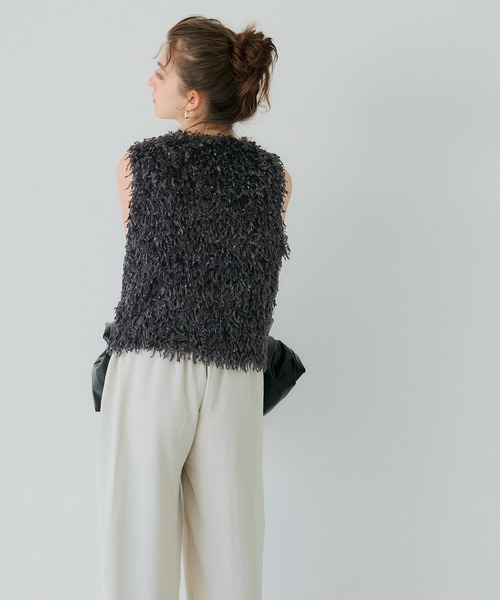 coca(coca)(コカ)の「シャギーベスト(ベスト・レディース・アイボリー/チャコール・L/M)」の12枚目の写真