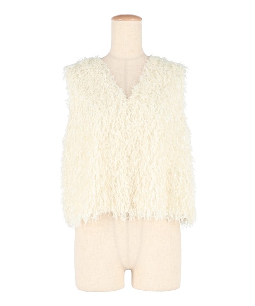 coca(coca)(コカ)の「シャギーベスト(ベスト・レディース・アイボリー/チャコール・L/M)」の21枚目の写真