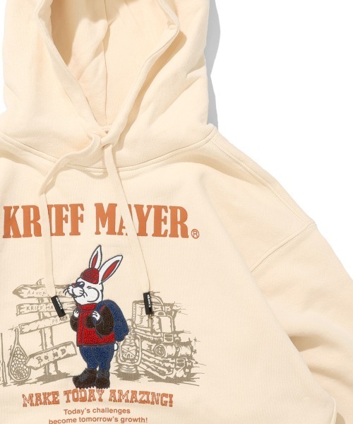 KRIFF MAYER（クリフメイヤー）の「裏起毛パーカー(ラビット)（スウェット・メンズ・ナチュラル/グレー/チャコール/ブラウン/レッド/グリーン/パープル/カラフル・MEDIUM/LARGE/X-LARGE）」の5枚目の写真