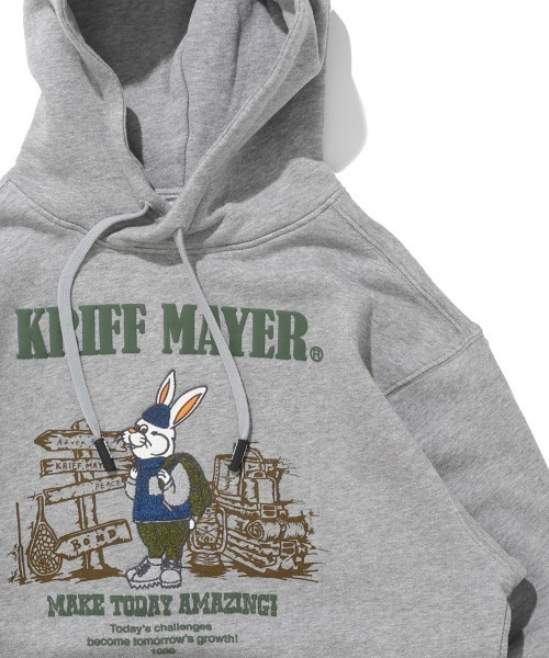 KRIFF MAYER（クリフメイヤー）の「裏起毛パーカー(ラビット)（スウェット・メンズ・ナチュラル/グレー/チャコール/ブラウン/レッド/グリーン/パープル/カラフル・MEDIUM/LARGE/X-LARGE）」の2枚目の写真