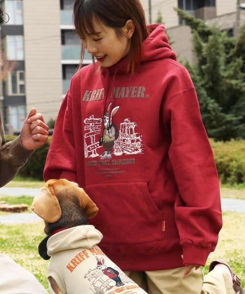 KRIFF MAYER（クリフメイヤー）の「裏起毛パーカー(ラビット)（スウェット・メンズ・ナチュラル/グレー/チャコール/ブラウン/レッド/グリーン/パープル/カラフル・MEDIUM/LARGE/X-LARGE）」の7枚目の写真