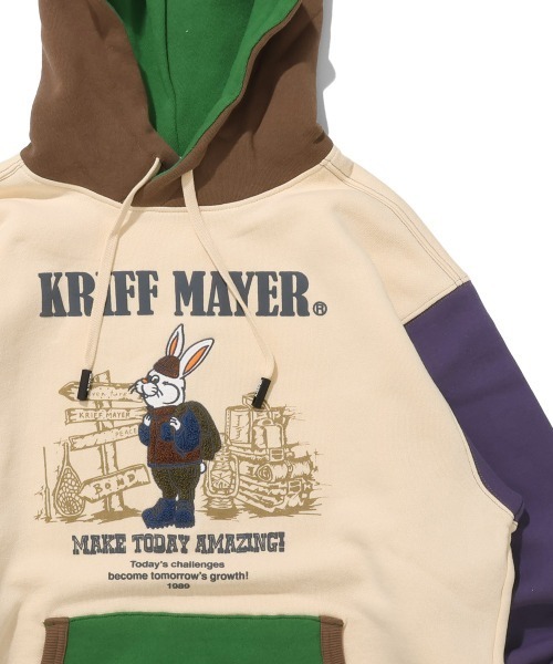 KRIFF MAYER（クリフメイヤー）の「裏起毛パーカー(ラビット)（スウェット・メンズ・ナチュラル/グレー/チャコール/ブラウン/レッド/グリーン/パープル/カラフル・MEDIUM/LARGE/X-LARGE）」の8枚目の写真