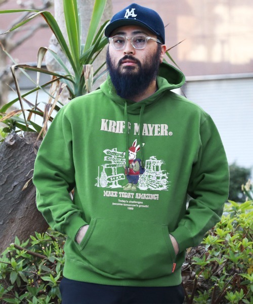 KRIFF MAYER（クリフメイヤー）の「裏起毛パーカー(ラビット)（スウェット・メンズ・ナチュラル/グレー/チャコール/ブラウン/レッド/グリーン/パープル/カラフル・MEDIUM/LARGE/X-LARGE）」の6枚目の写真