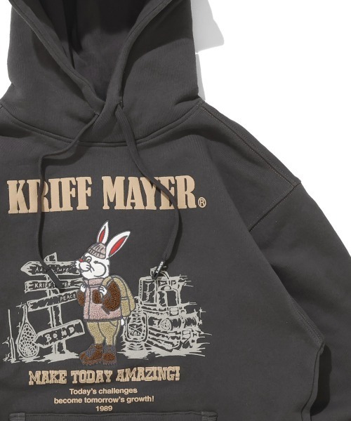 KRIFF MAYER（クリフメイヤー）の「裏起毛パーカー(ラビット)（スウェット・メンズ・ナチュラル/グレー/チャコール/ブラウン/レッド/グリーン/パープル/カラフル・MEDIUM/LARGE/X-LARGE）」の3枚目の写真