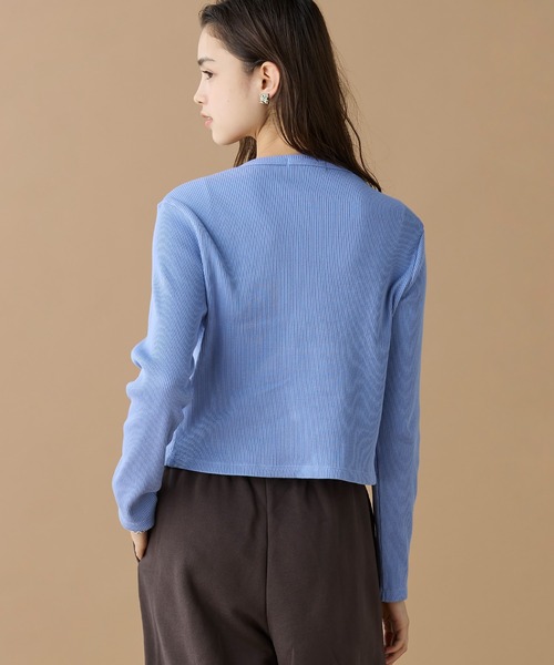 LACOSTE（ラコステ）の「リブジャージカーディガン（カーディガン/ボレロ・レディース・パープル/オリーブ/ブラック・34/38/36/40）」の21枚目の写真