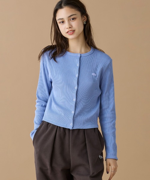 LACOSTE（ラコステ）の「リブジャージカーディガン（カーディガン/ボレロ・レディース・パープル/オリーブ/ブラック・34/38/36/40）」の14枚目の写真