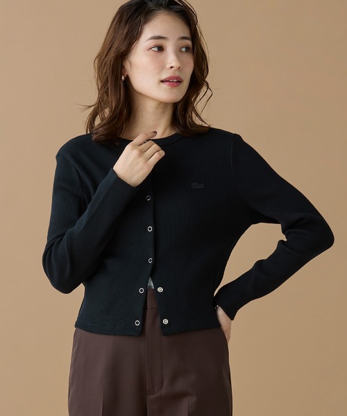 LACOSTE（ラコステ）の「リブジャージカーディガン（カーディガン/ボレロ・レディース・パープル/オリーブ/ブラック・34/38/36/40）」の9枚目の写真