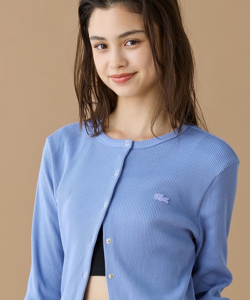 LACOSTE（ラコステ）の「リブジャージカーディガン（カーディガン/ボレロ・レディース・パープル/オリーブ/ブラック・34/38/36/40）」の4枚目の写真