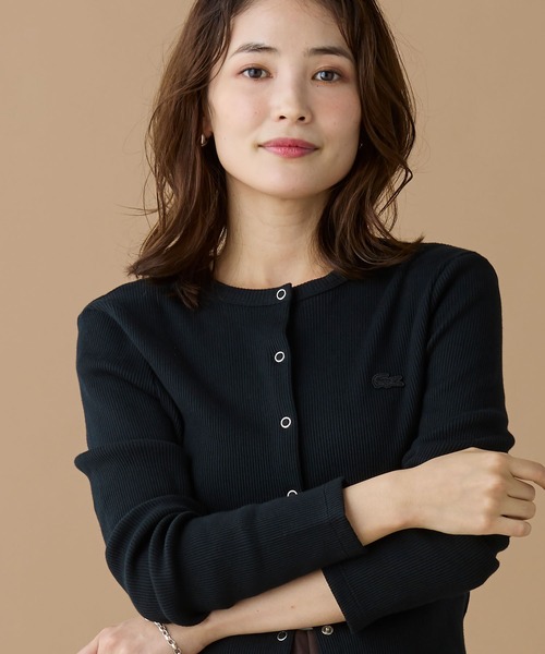 LACOSTE（ラコステ）の「リブジャージカーディガン（カーディガン/ボレロ・レディース・パープル/オリーブ/ブラック・34/38/36/40）」の5枚目の写真