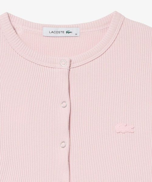 LACOSTE（ラコステ）の「ショート丈 リブジャージカーディガン（カーディガン/ボレロ・レディース・パープル/オリーブ/ブラック/ライトグレー/ライトピンク/ネイビー・34/38/36/40）」の11枚目の写真
