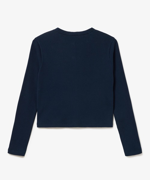 LACOSTE（ラコステ）の「ショート丈 リブジャージカーディガン（カーディガン/ボレロ・レディース・パープル/オリーブ/ブラック/ライトグレー/ライトピンク/ネイビー・34/38/36/40）」の21枚目の写真